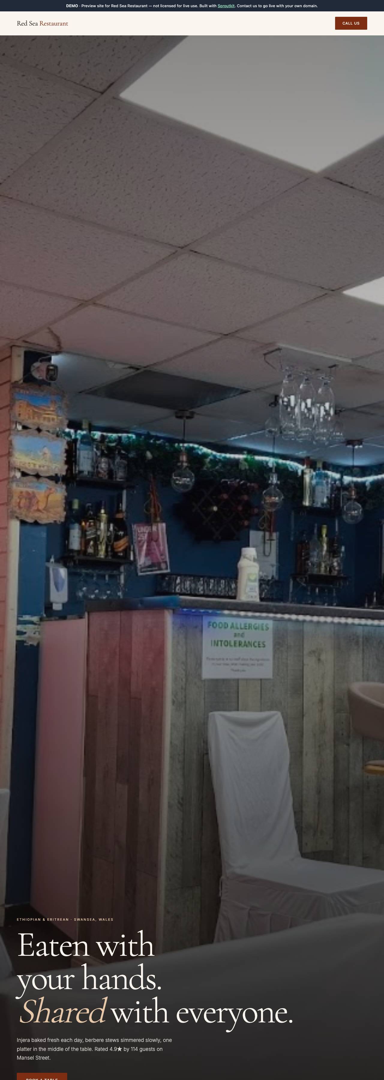 Red Sea Restaurant website