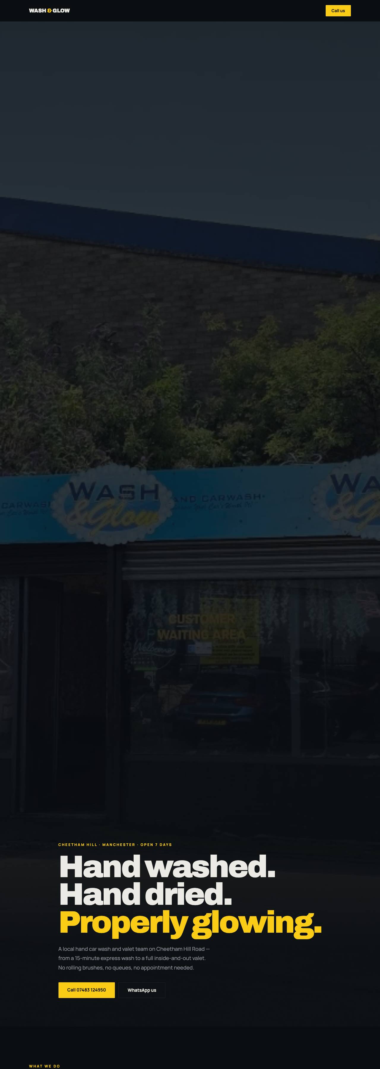 Wash & Glow website